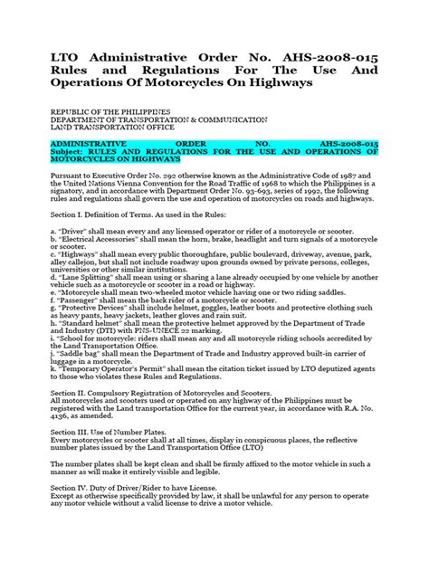 LTO ADMINISTRATIVE ORDER NO. 007.